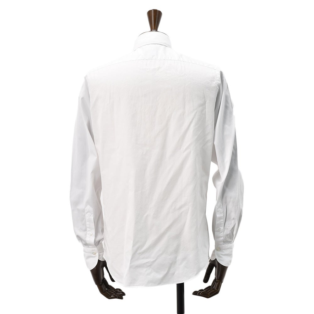 フィナモレFinamore長袖カジュアルシャツメンズSIMONEシモーネコットン生地ホワイト白ブランドロゴ入り貝釦製品洗いカッタウェイ襟国内正規品でらでら公式ブランド