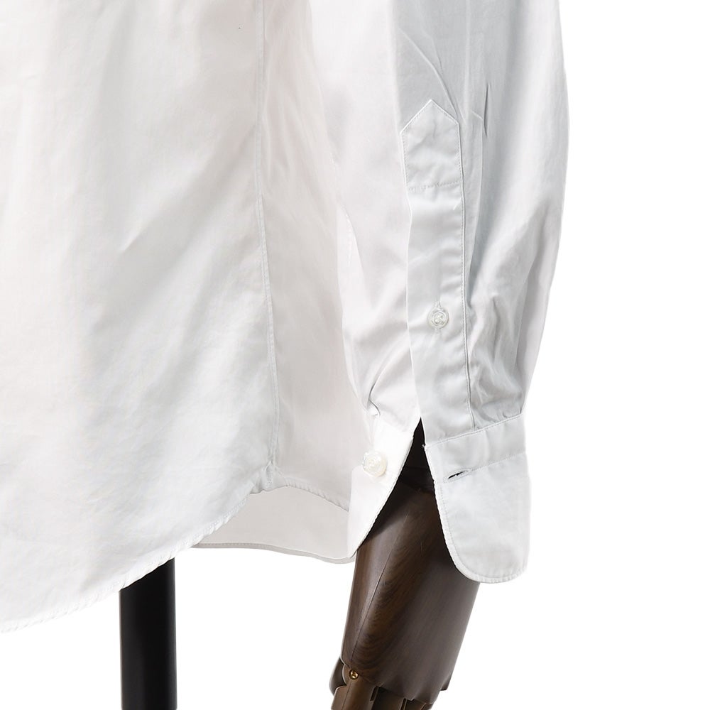 フィナモレFinamore長袖カジュアルシャツメンズSIMONEシモーネコットン生地ホワイト白ブランドロゴ入り貝釦製品洗いカッタウェイ襟国内正規品でらでら公式ブランド