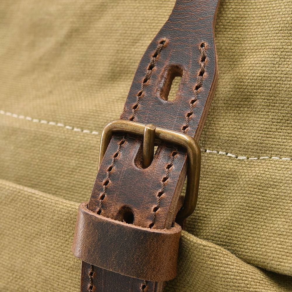 ブルードゥシャフBleudechauffeバックパックメンズWOODYウッディコットンキャンバスカーキレザーコンビSサイズフェルトショルダーストラップフランス製国内正規品でらでら公式ブランド