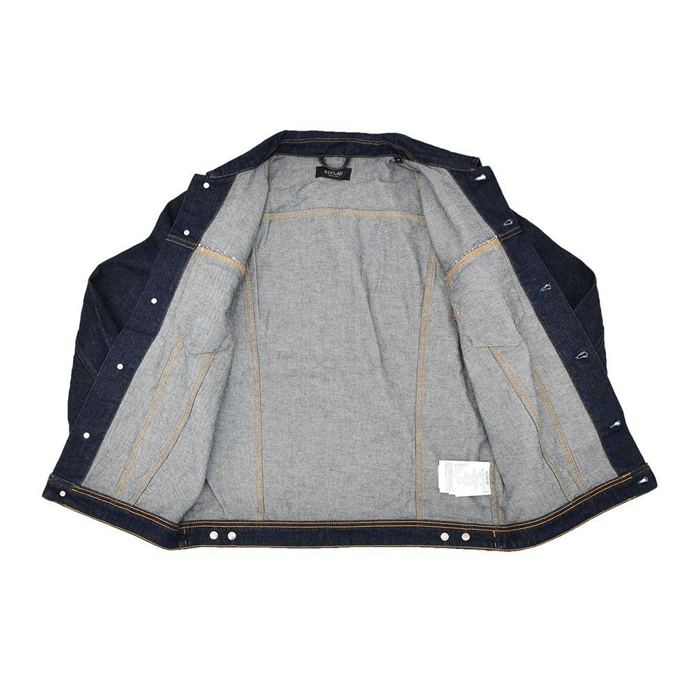 リプレイREPLAYデニムジャケットメンズGジャンブルゾンコットンポリウレタンサスティナブルインディゴ紺国内正規品でらでら公式ブランド