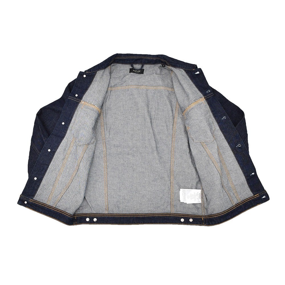 リプレイREPLAYデニムジャケットメンズGジャンブルゾンコットンポリウレタンサスティナブルインディゴ紺国内正規品でらでら公式ブランド