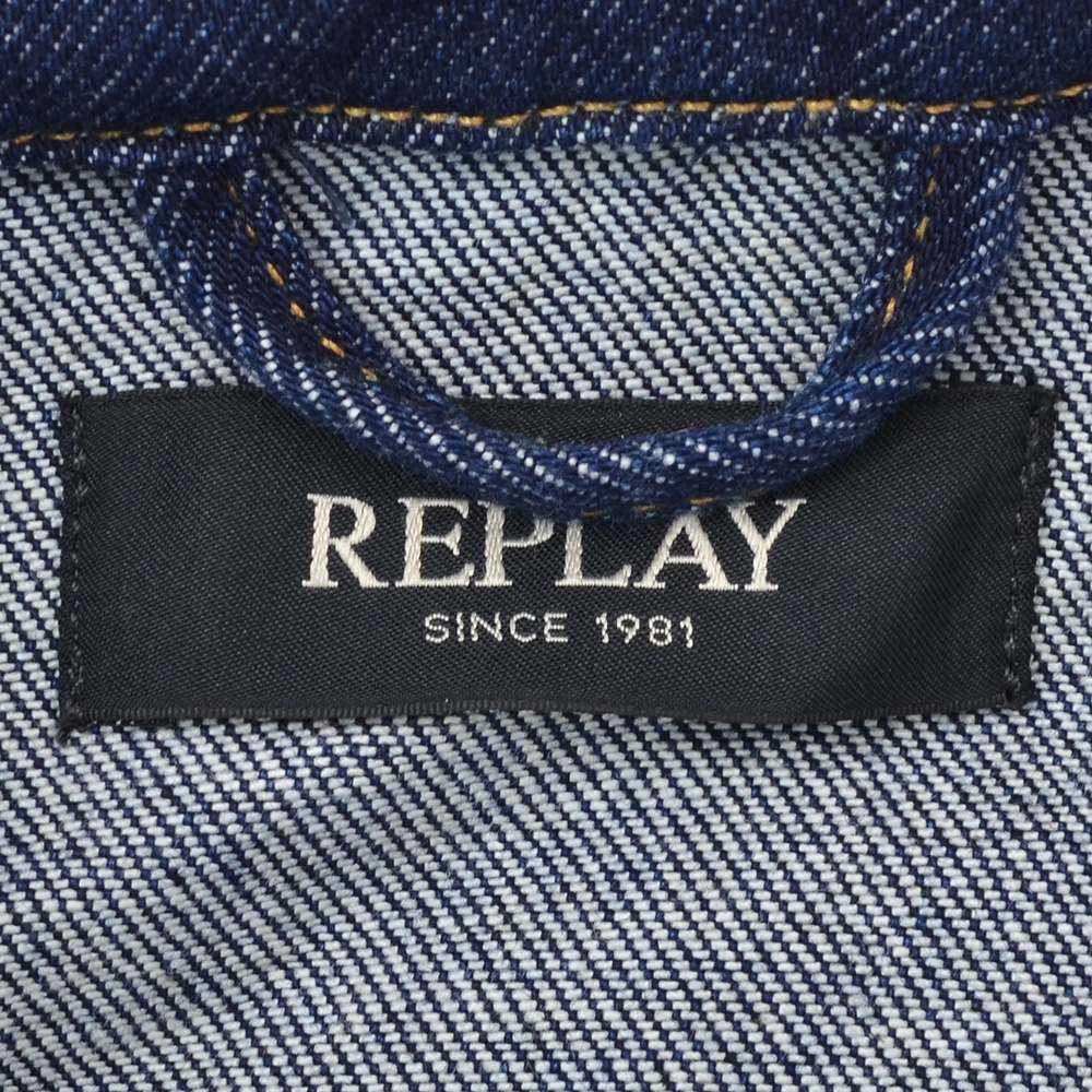 リプレイREPLAYデニムジャケットメンズGジャンブルゾンコットンポリウレタンサスティナブルインディゴ紺国内正規品でらでら公式ブランド