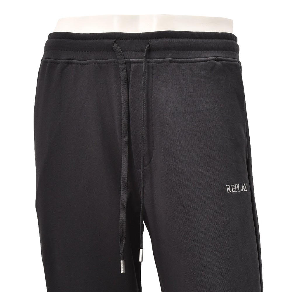リプレイREPLAYジョガーパンツメンズスポーツジムジャージコットンブラック黒裾リブ国内正規品でらでら公式ブランド