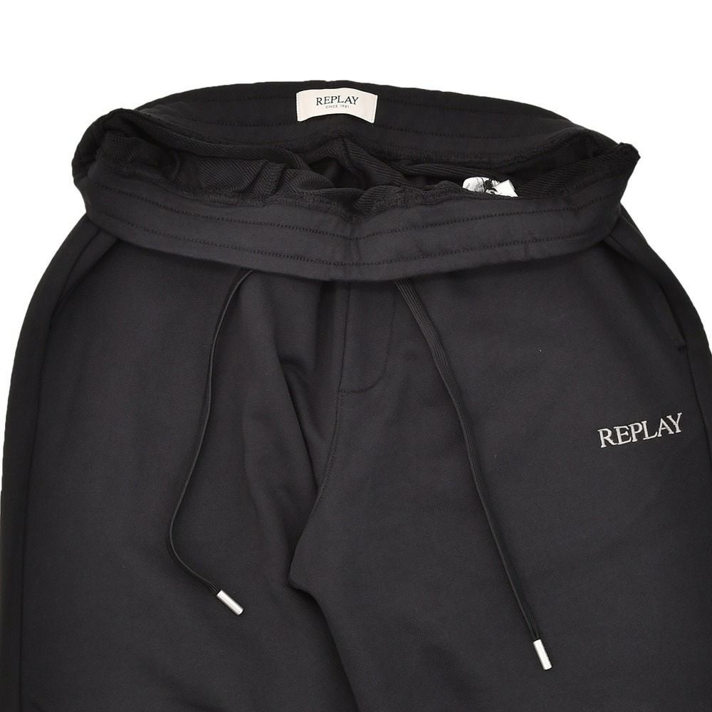 リプレイREPLAYジョガーパンツメンズスポーツジムジャージコットンブラック黒裾リブ国内正規品でらでら公式ブランド