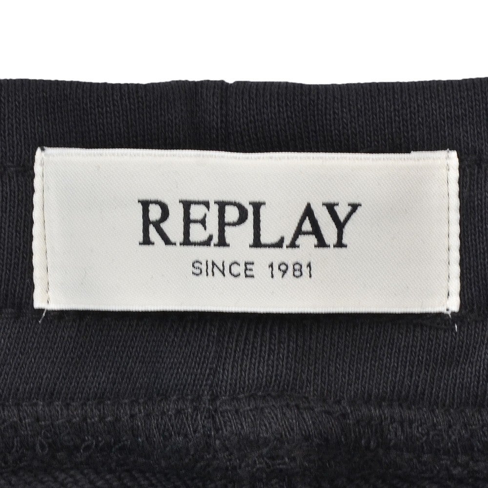 リプレイREPLAYジョガーパンツメンズスポーツジムジャージコットンブラック黒裾リブ国内正規品でらでら公式ブランド