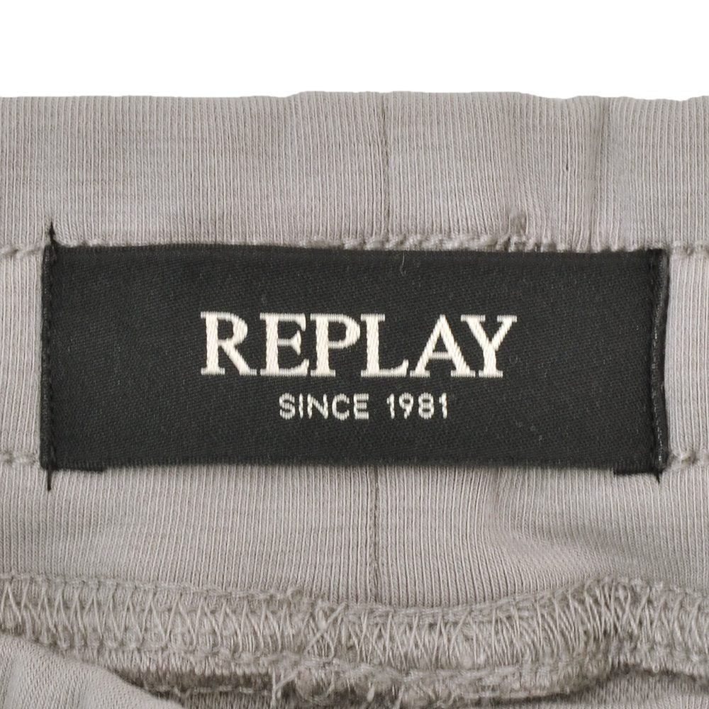 リプレイREPLAYジョガーパンツメンズカーゴジョガーコットンポリエステルグレージュ裾リブスポーツジムジャージ国内正規品でらでら公式ブランド