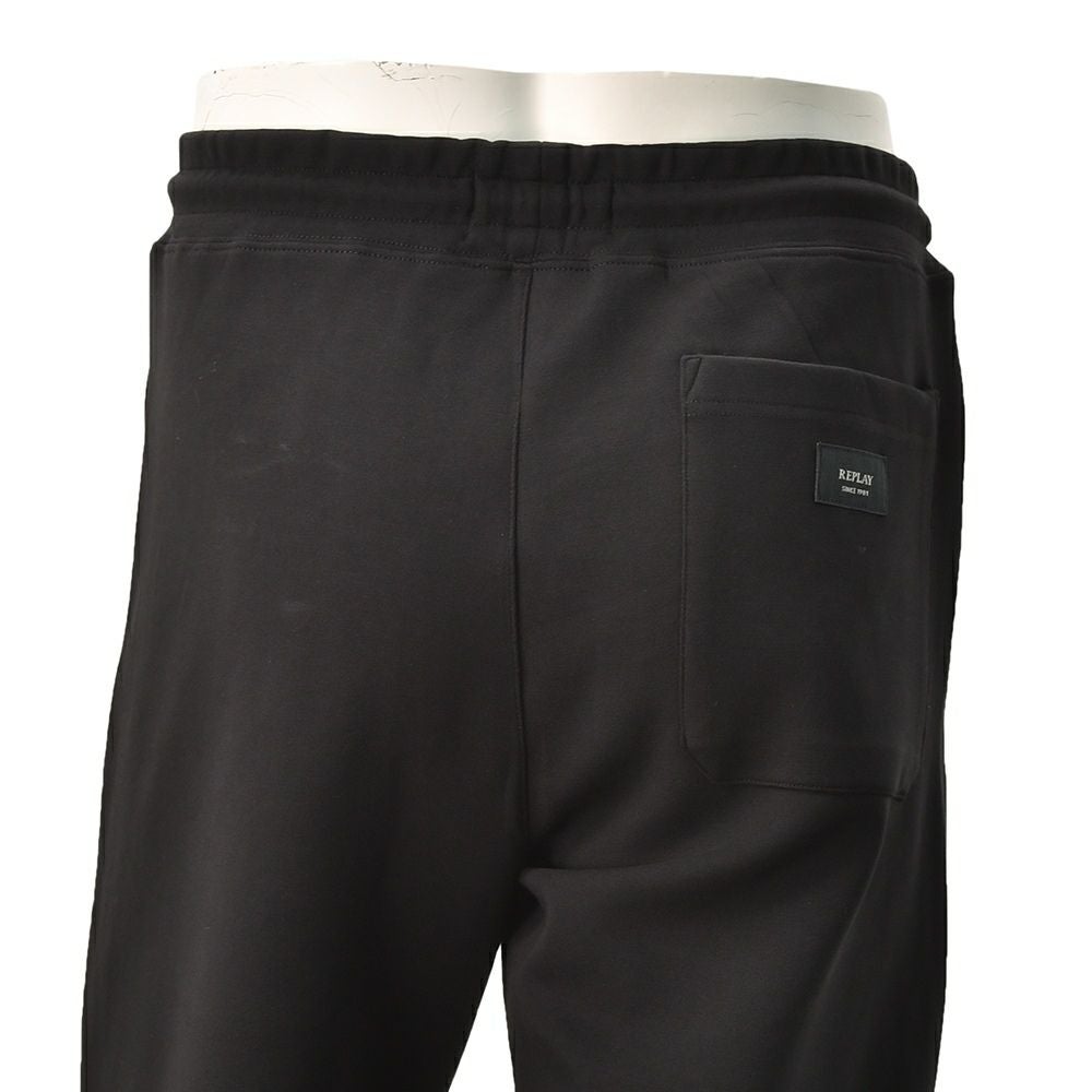 リプレイREPLAYジョガーパンツメンズスポーツジムジャージコットンポリエステルブラック黒裾リブ国内正規品でらでら公式ブランド
