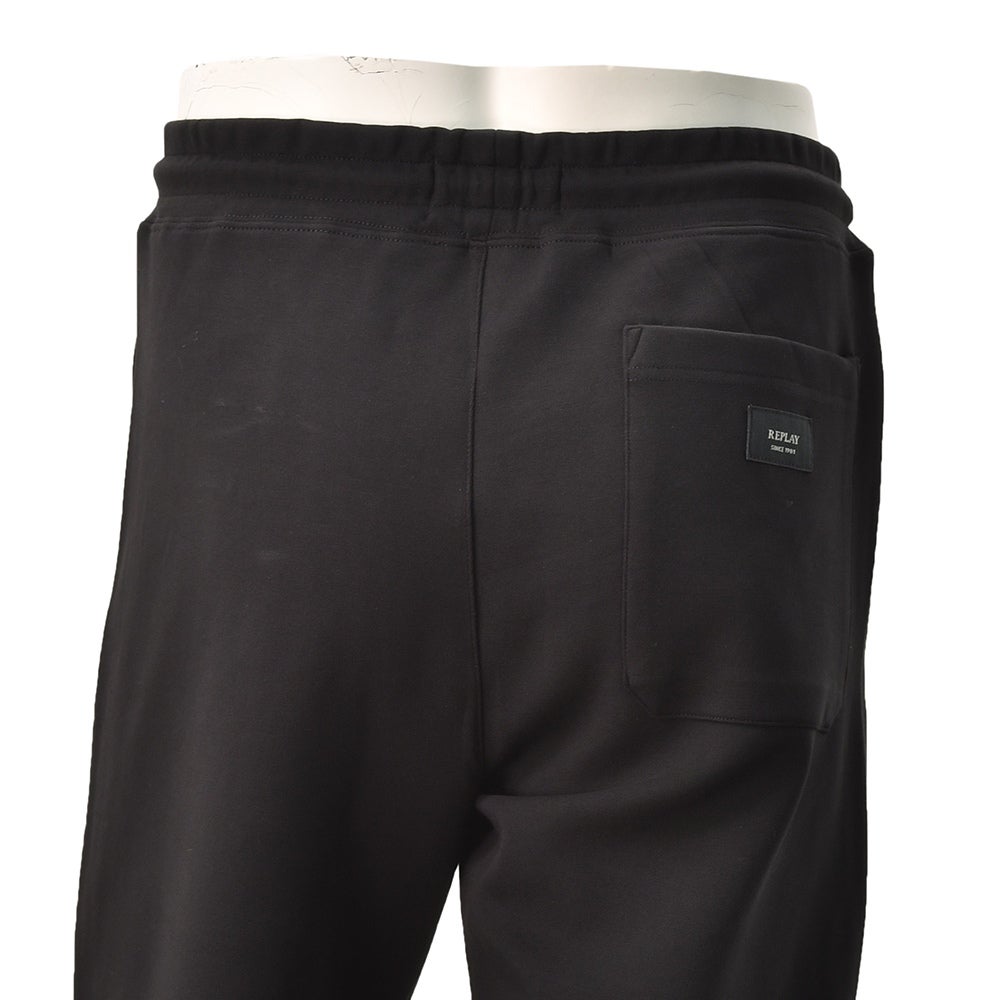リプレイREPLAYジョガーパンツメンズスポーツジムジャージコットンポリエステルブラック黒裾リブ国内正規品でらでら公式ブランド
