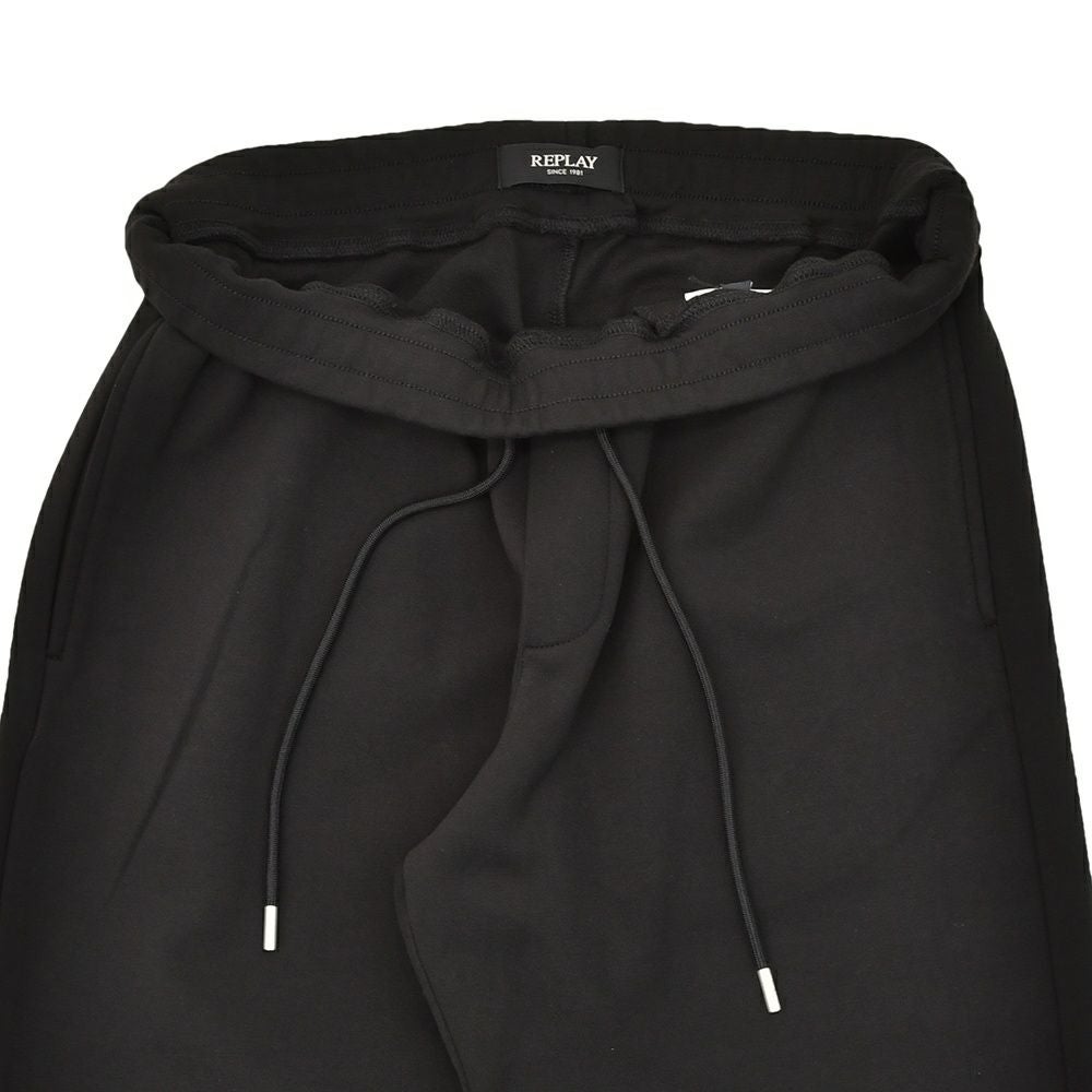 リプレイREPLAYジョガーパンツメンズスポーツジムジャージコットンポリエステルブラック黒裾リブ国内正規品でらでら公式ブランド