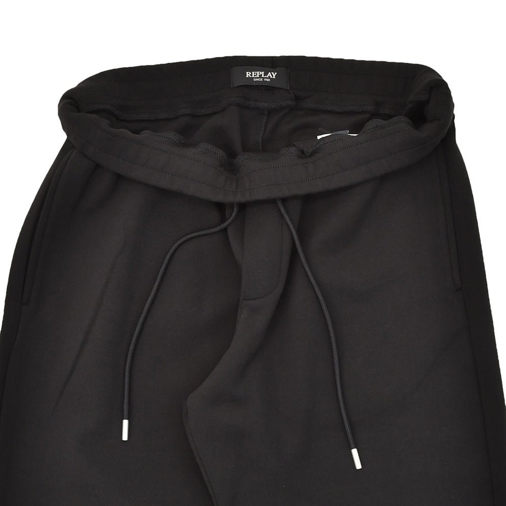 リプレイREPLAYジョガーパンツメンズスポーツジムジャージコットンポリエステルブラック黒裾リブ国内正規品でらでら公式ブランド