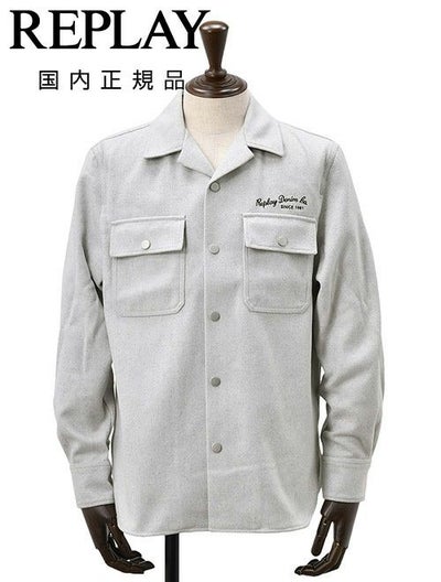 リプレイREPLAYブルゾンメンズカジュアルアウターポリエステルウールライトグレーグレージュサスティナブル国内正規品でらでら公式ブランド