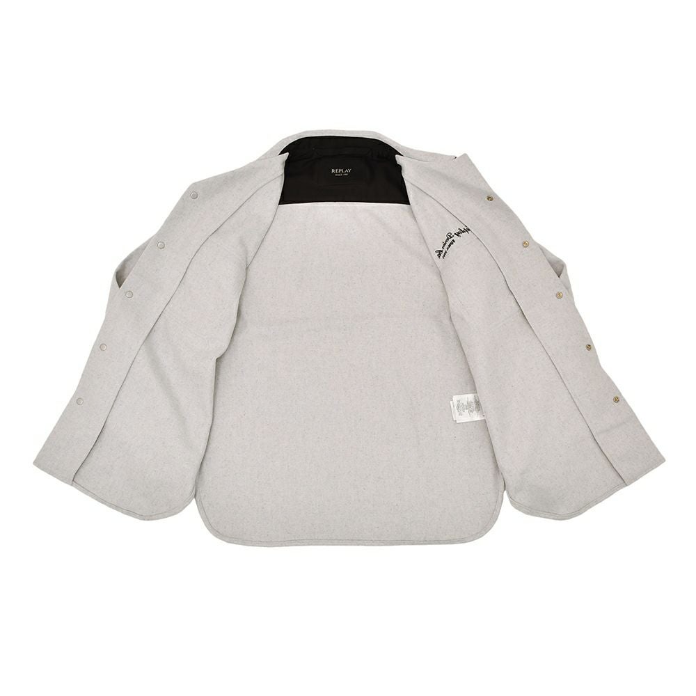 リプレイREPLAYブルゾンメンズカジュアルアウターポリエステルウールライトグレーグレージュサスティナブル国内正規品でらでら公式ブランド