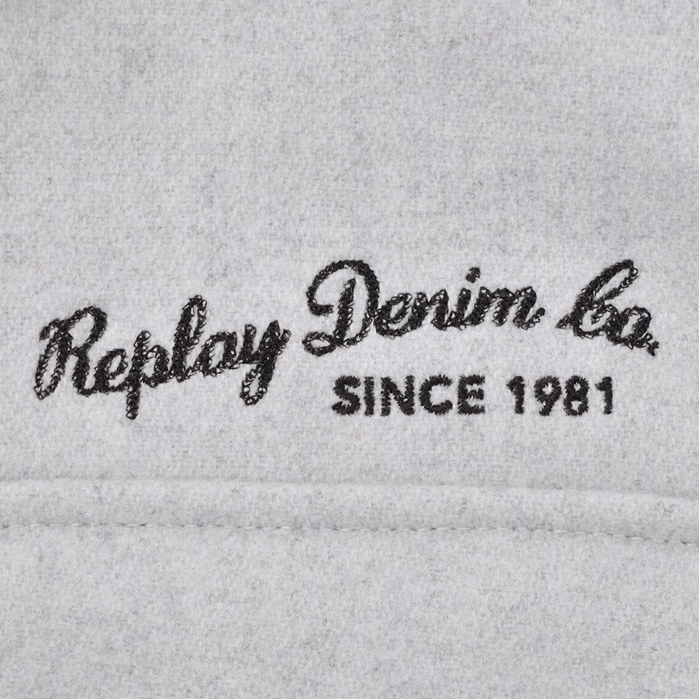 リプレイREPLAYブルゾンメンズカジュアルアウターポリエステルウールライトグレーグレージュサスティナブル国内正規品でらでら公式ブランド