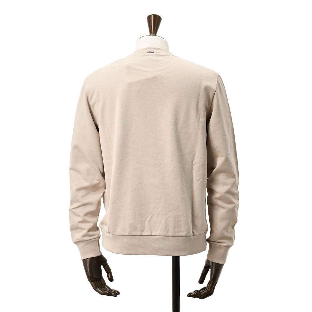 ヘルノリゾートHERNORESORT長袖トレーナーメンズスウェットシャツJG00049URコットンベージュロゴプレート国内正規品でらでら公式ブランド