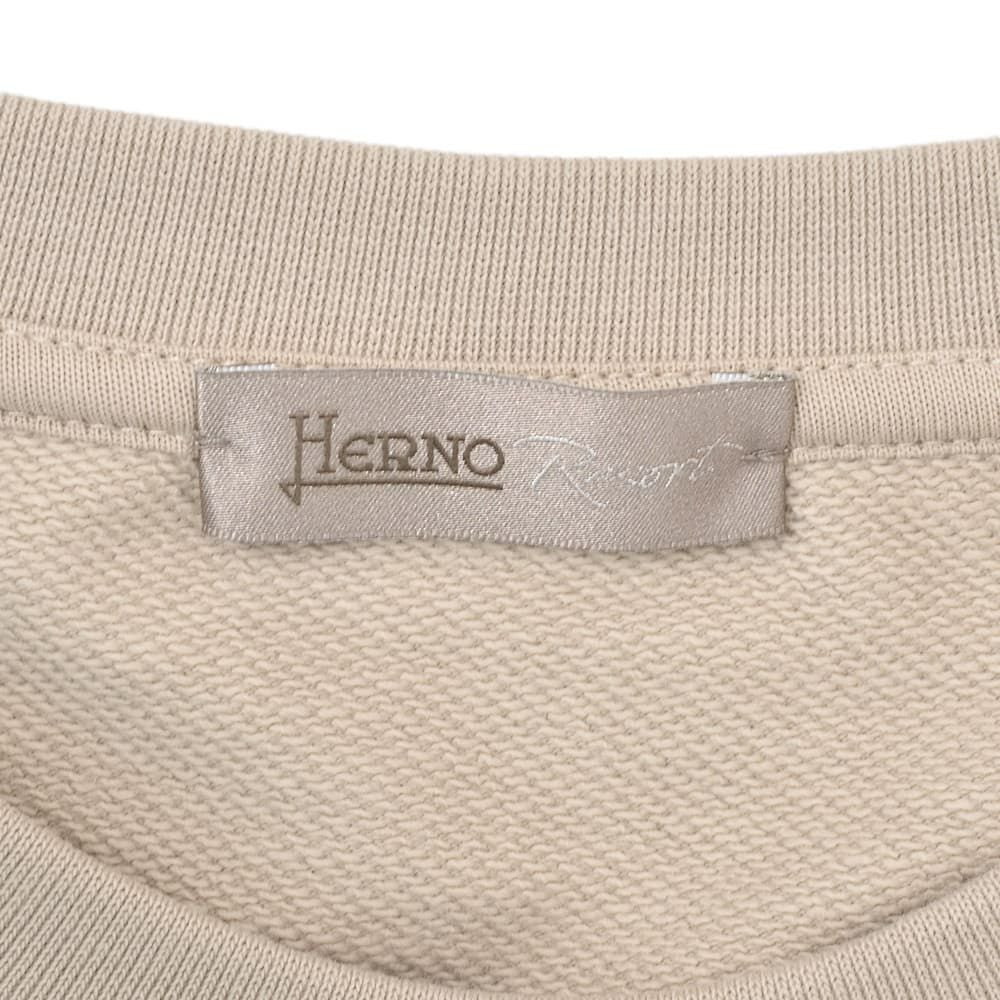 ヘルノリゾートHERNORESORT長袖トレーナーメンズスウェットシャツJG00049URコットンベージュロゴプレート国内正規品でらでら公式ブランド