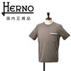 ヘルノリゾートHERNORESORT半袖カットソーメンズTシャツJG00047URコットン100%ブラウングレージュ灰クルーネック胸ポケット袖リブ仕様国内正規品でらでら公式ブランド