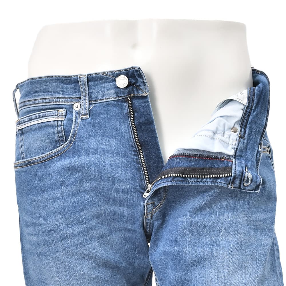 リプレイREPLAYデニムジーンズメンズGROVERグローバーモデルHyperflexシリーズコットンストレッチブルーウォッシュレギュラーテーパードシルエットミドルオンス国内正規品でらでら公式ブランド