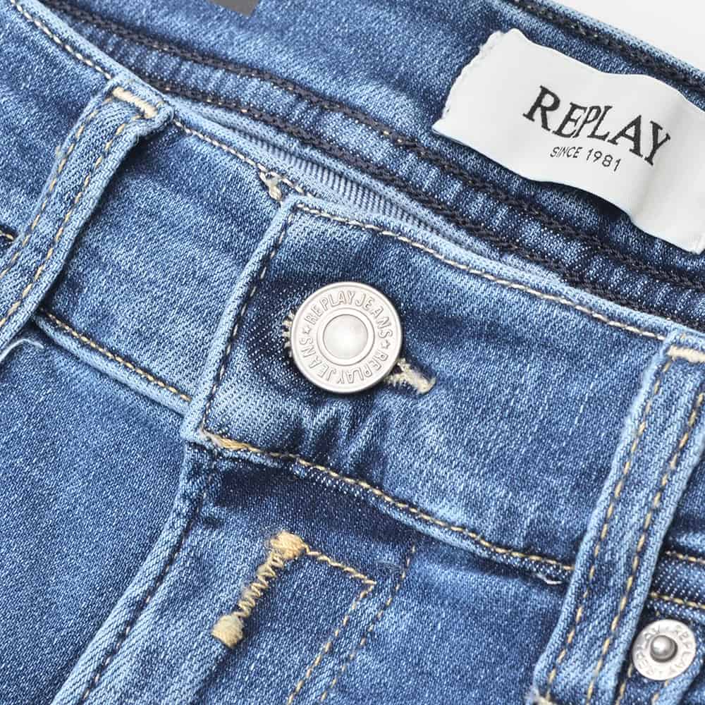 リプレイREPLAYデニムジーンズメンズGROVERグローバーモデルHyperflexシリーズコットンストレッチブルーウォッシュレギュラーテーパードシルエットミドルオンス国内正規品でらでら公式ブランド