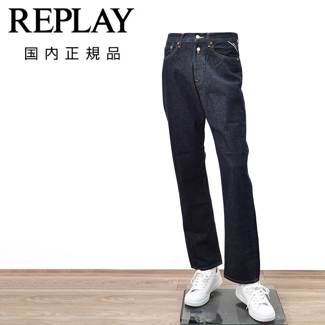 リプレイREPLAYジーンズメンズデニムパンツ9ZERO1ストレートフィットコットン100%インディゴブルーミディアムウェイトリジット国内正規品でらでら公式ブランド