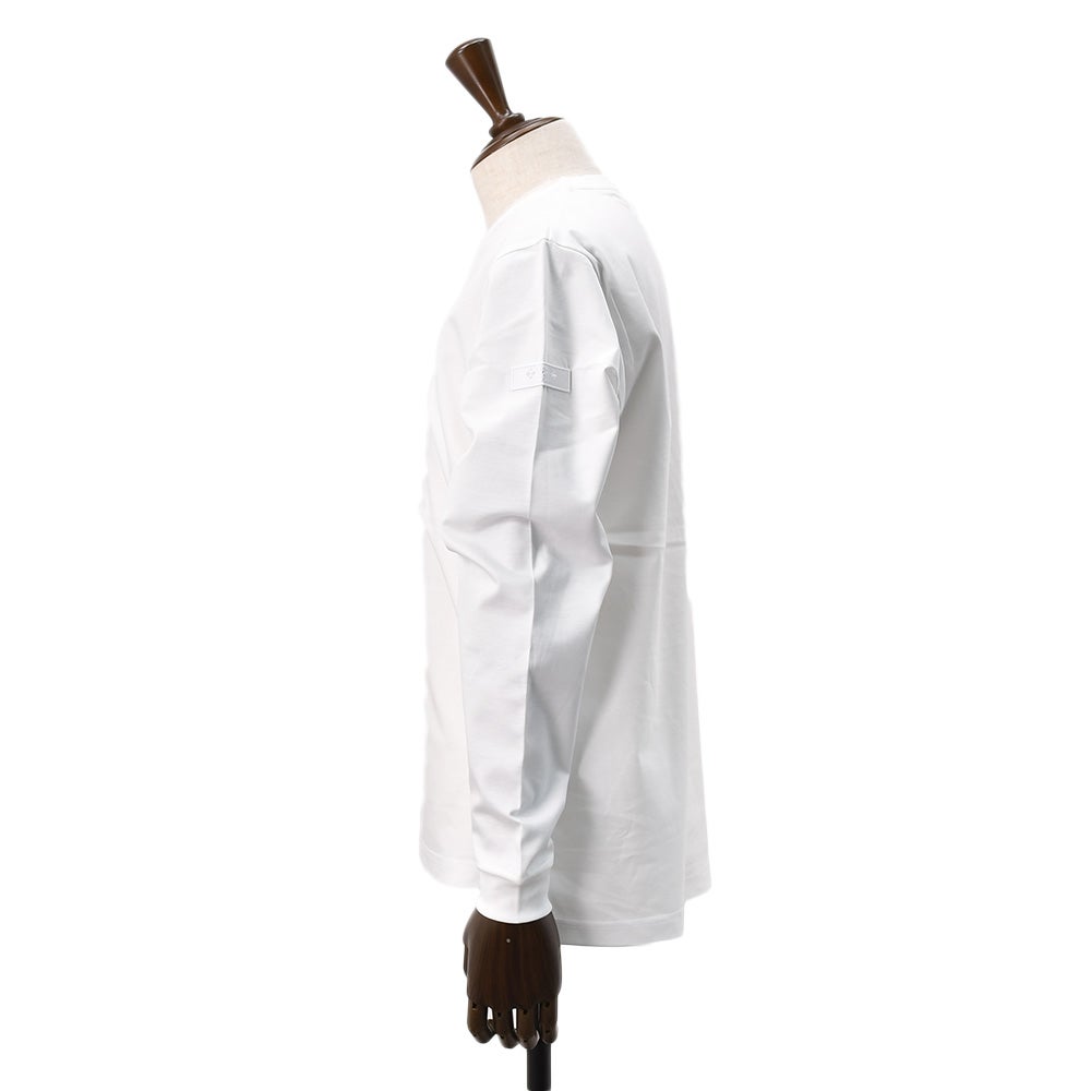 タトラスTATRAS長袖TシャツメンズクルーネックカットソーオスモOSMOホワイト白コットンジャージー左袖同色ロゴワッペンリラックスシルエット裾スリット国内正規品でらでら公式ブランド