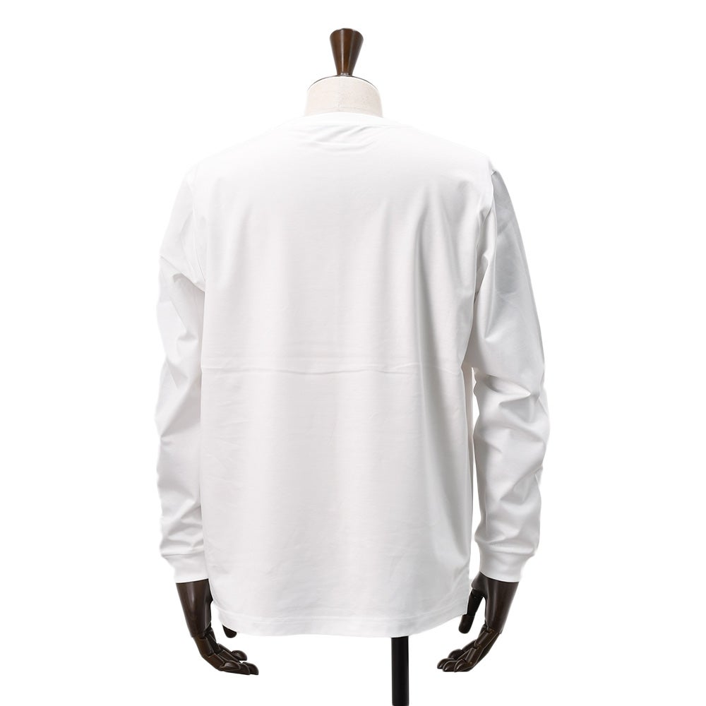 タトラスTATRAS長袖TシャツメンズクルーネックカットソーオスモOSMOホワイト白コットンジャージー左袖同色ロゴワッペンリラックスシルエット裾スリット国内正規品でらでら公式ブランド