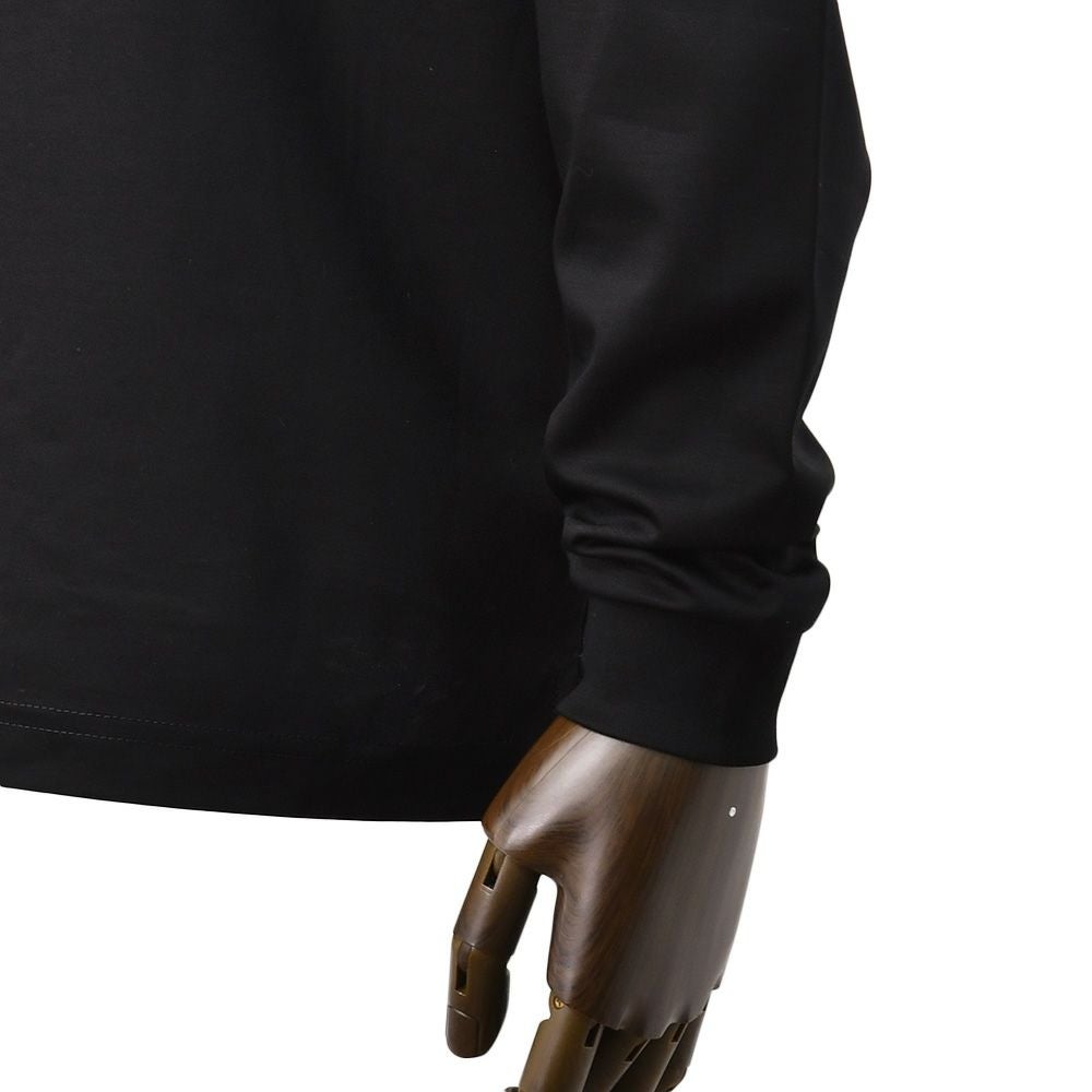 タトラスTATRAS長袖TシャツメンズクルーネックカットソーオスモOSMOブラック黒コットンジャージー左袖同色ロゴワッペンリラックスシルエット裾スリット国内正規品でらでら公式ブランド