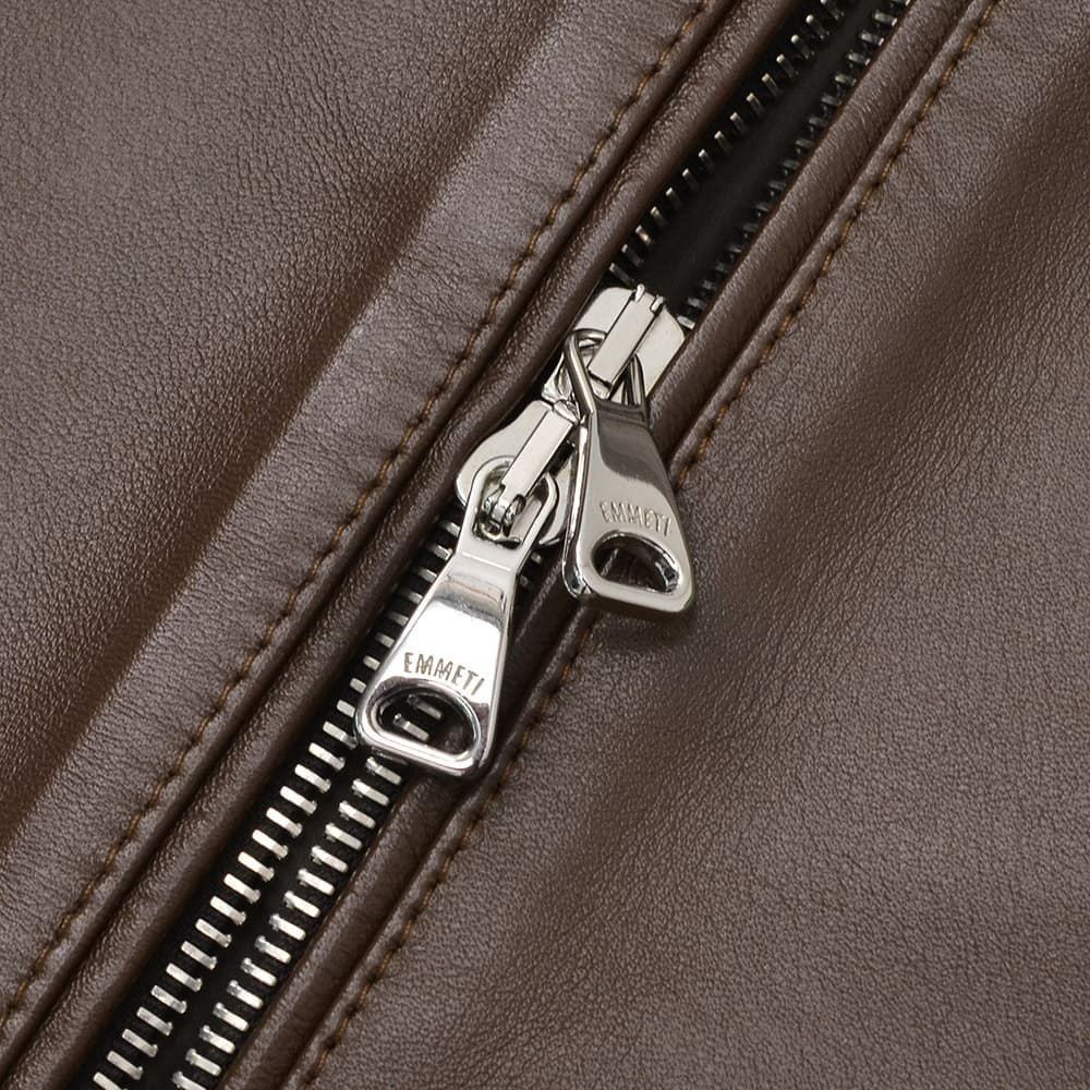 エンメティEMMETIシングルライダースジャケットメンズレザーブルゾンJURIユリスペシャルラムナッパレザーブラウン茶ショート丈数量限定国内正規品でらでら公式ブランド