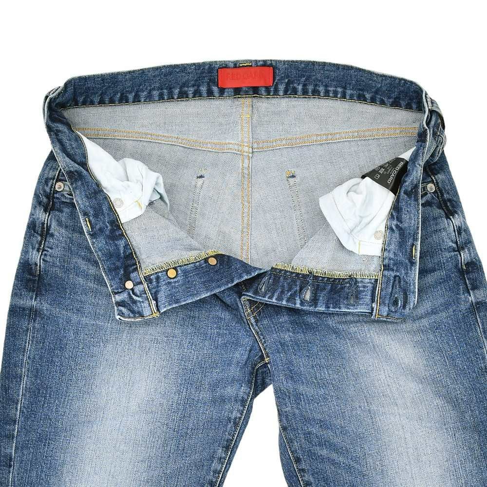 レッドカードトーキョーREDCARDTOKYOデニムパンツメンズスリムテーパードジーンズリズムRhythmストレッチデニムミッドブルーヴィンテージ加工でらでら公式ブランド