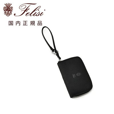 フェリージfelisiチェーン付きキーケース男女兼用シュリンクレザーシボ1174/LDソフトキップレザーブラック黒カードポケットイタリア製贈り物国内正規品でらでら公式ブランド