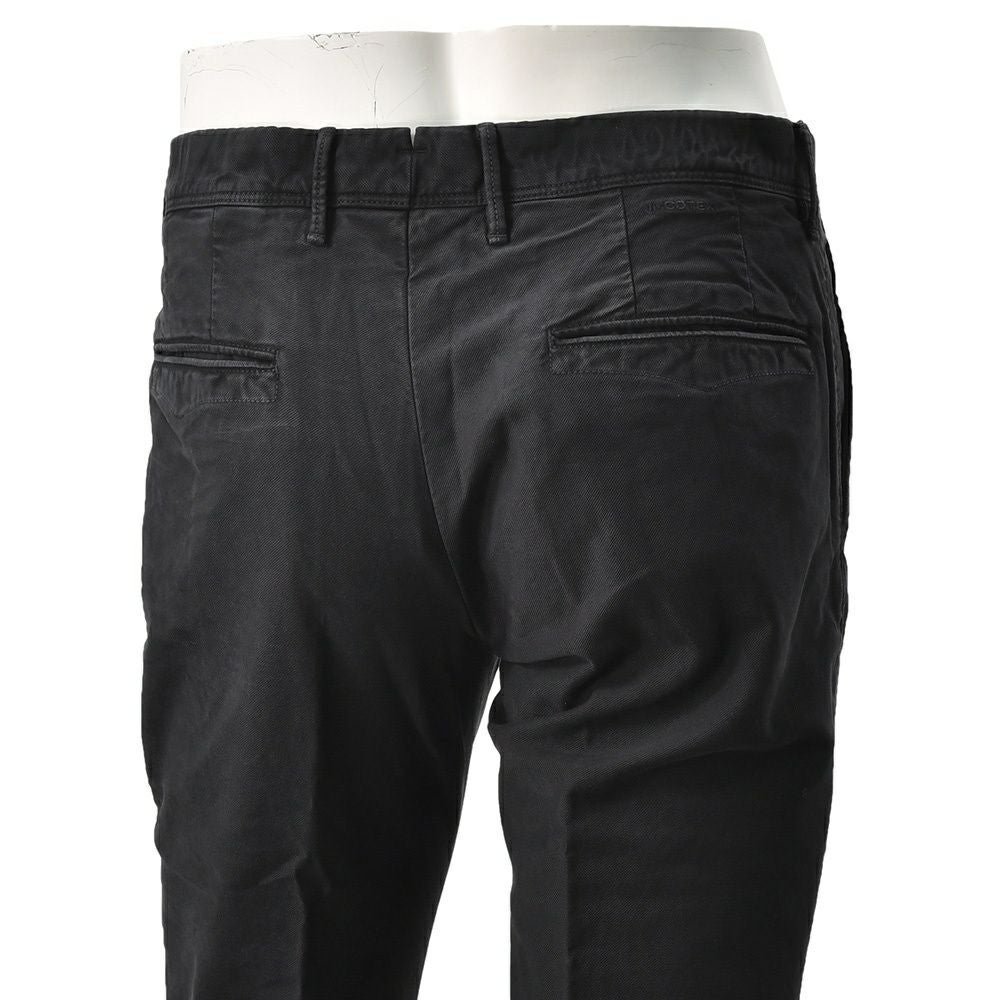 インコテックスINCOTEXSLACKSコットンパンツメンズチノスラックス100番ストレッチツイルブラック黒ノープリーツ製品染めスリムフィット刺繍ブランドロゴ国内正規品でらでら公式ブランド