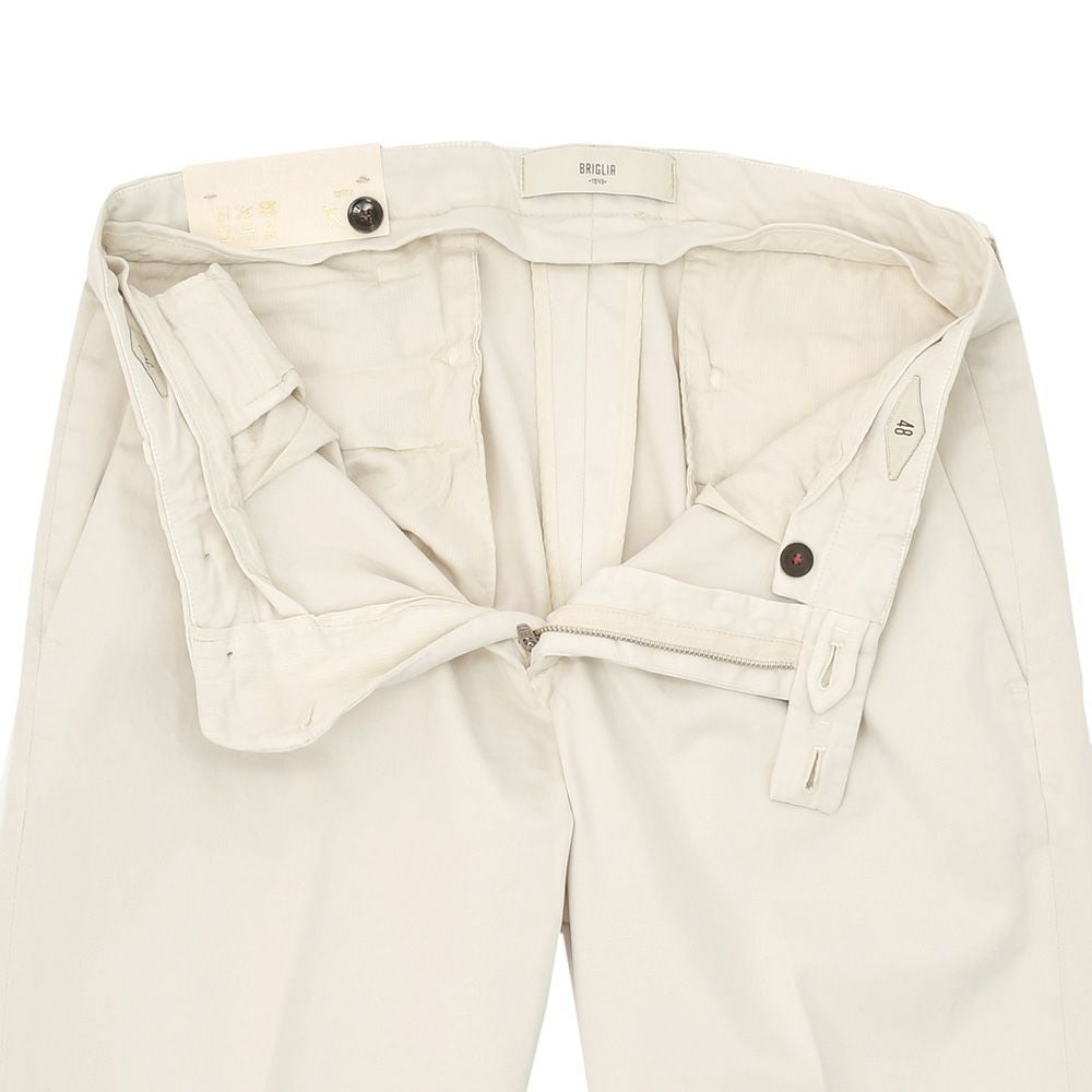 ブリリアBRIGLIA1949モールスキンパンツメンズコットンスラックスBG07モデルアイボリー白1プリーツテーパードシルエットガーメントダイ3点留めフロント国内正規品でらでら公式ブランド