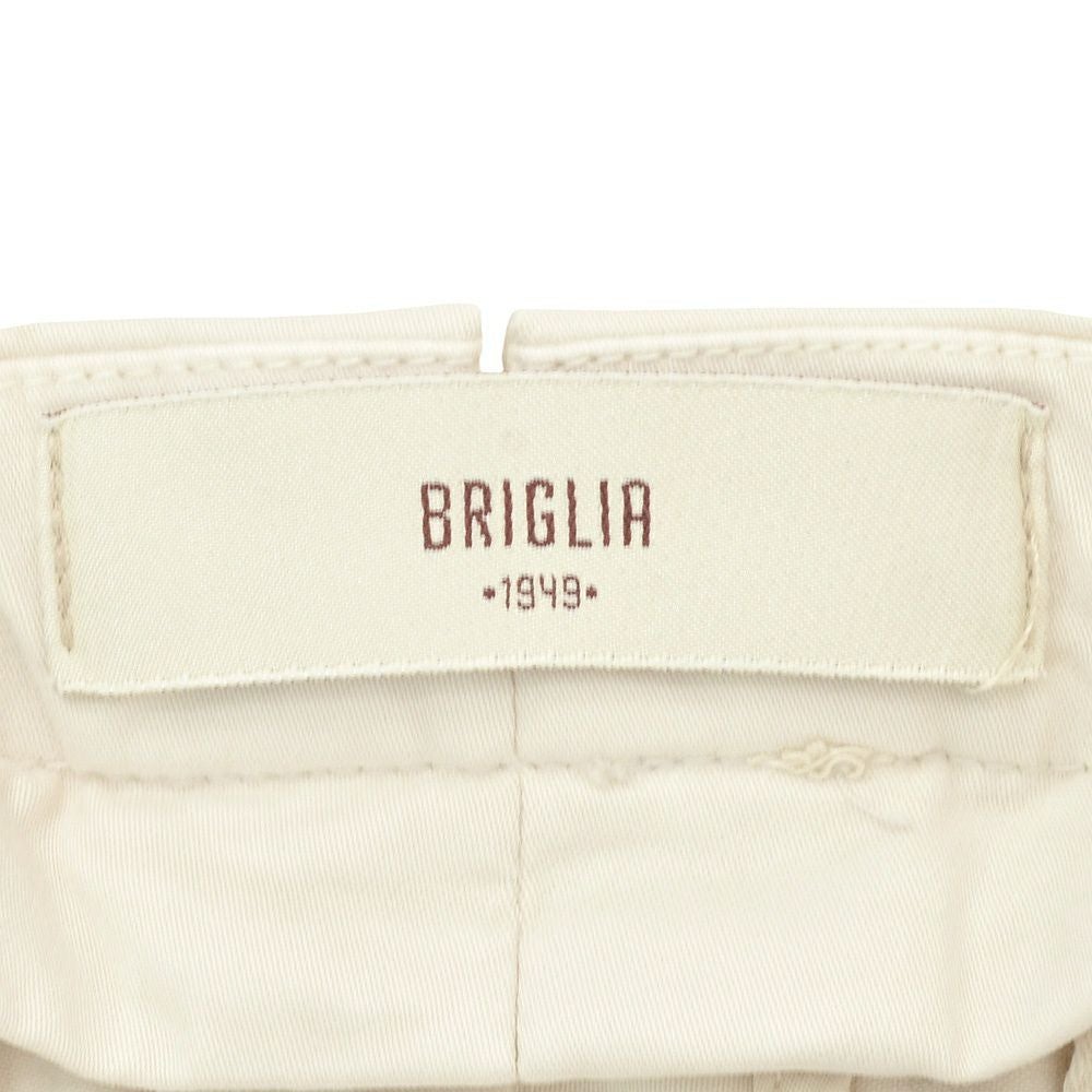 ブリリアBRIGLIA1949モールスキンパンツメンズコットンスラックスBG07モデルアイボリー白1プリーツテーパードシルエットガーメントダイ3点留めフロント国内正規品でらでら公式ブランド