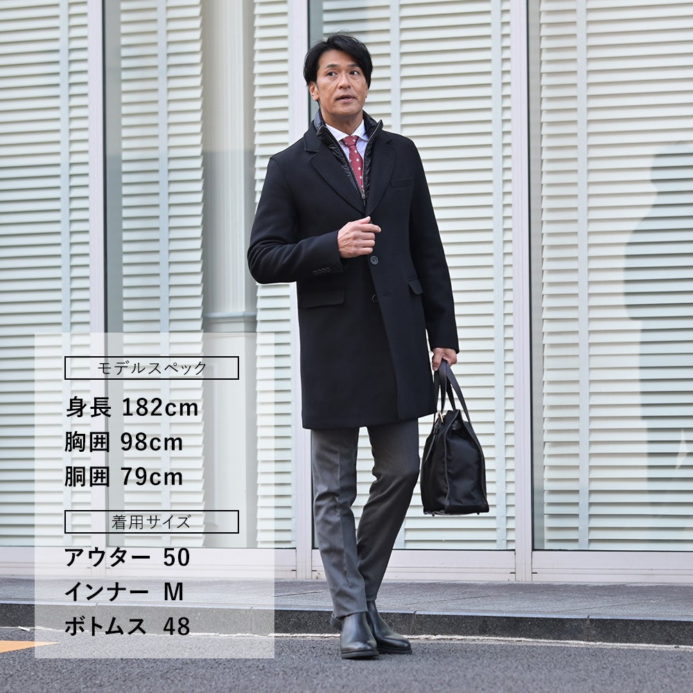 【ポイント8倍11/119:59まで】ヘルノHERNOチェスターコートメンズCA000202Uメルトンウールブラック黒シングルフロント取り外し可能中綿前立てロング丈国内正規品でらでら公式ブランド