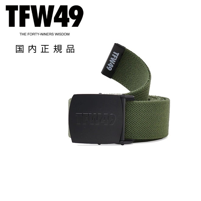 TFW49ティーエフダブリューフォーティーナインラバーベルトメンズGIベルトゴム素材ブランドロゴ合金バックルカーキ伸縮性ゴルフアクティブ国内正規品でらでら公式ブランド