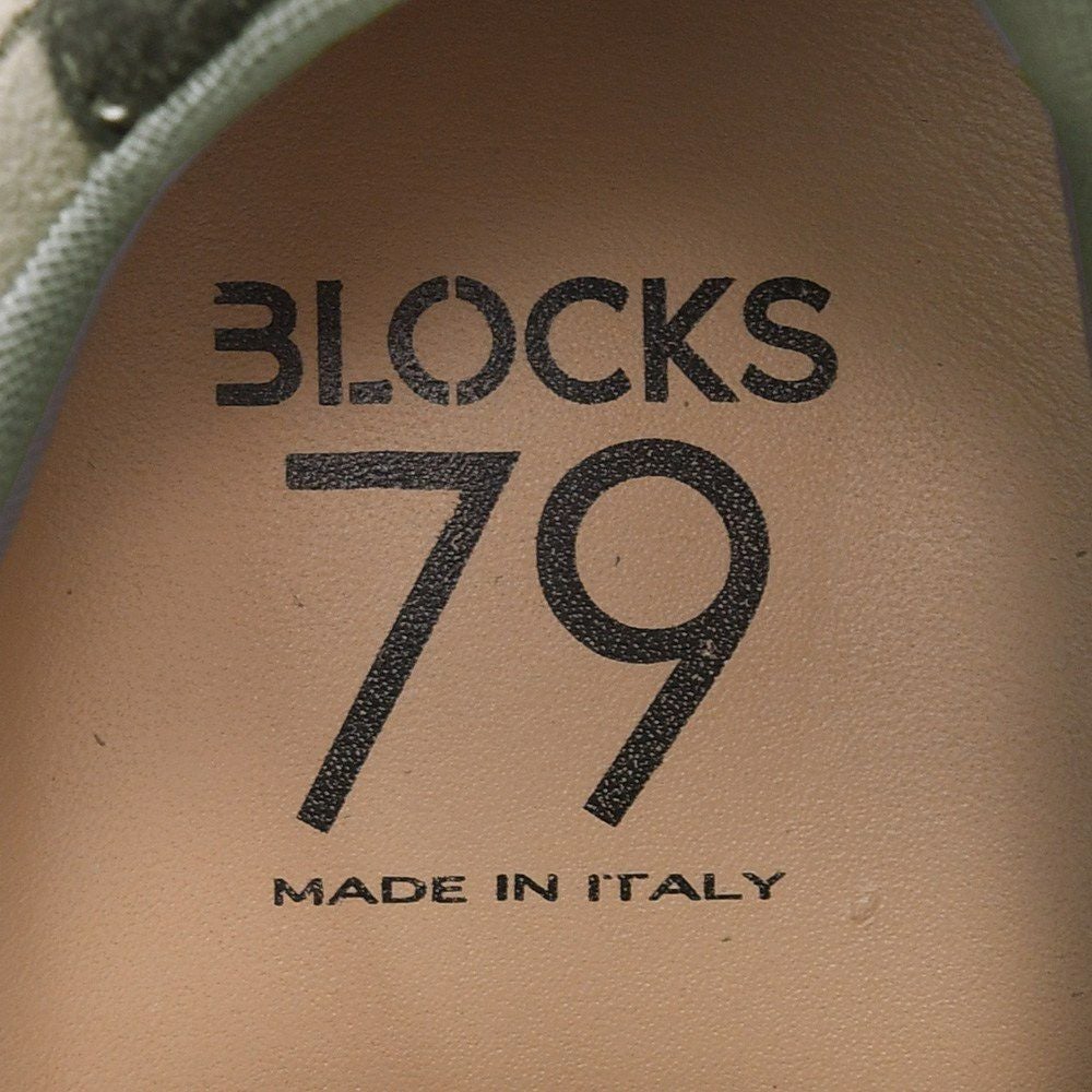 ブロックス79BLOCKS79レザースニーカーメンズレースアップシューズCOBIコビモデルスエードグレー×チャコールナンバリング風デザイン厚底ソール国内正規品でらでら公式ブランド