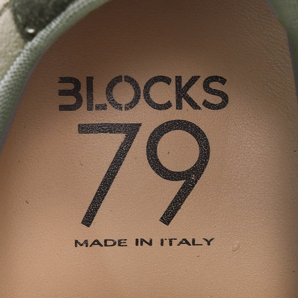 ブロックス79BLOCKS79レザースニーカーメンズレースアップシューズCOBIコビモデルスエードグレー×チャコールナンバリング風デザイン厚底ソール国内正規品でらでら公式ブランド