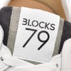 ブロックス79BLOCKS79レザースニーカーメンズレースアップシューズCOBIコビモデルスムース＆スエードコンビホワイト×グレーナンバリング風デザイン厚底ソール国内正規品でらでら公式ブランド