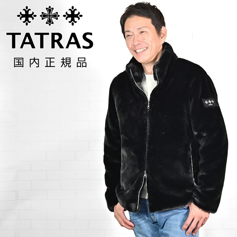 タトラスTATRASボアブルゾンメンズアストーニASTONIスタンドネック型リサイクルポリエステルブラック黒ジップアップアウターラビットファー調国内正規品でらでら公式ブランド
