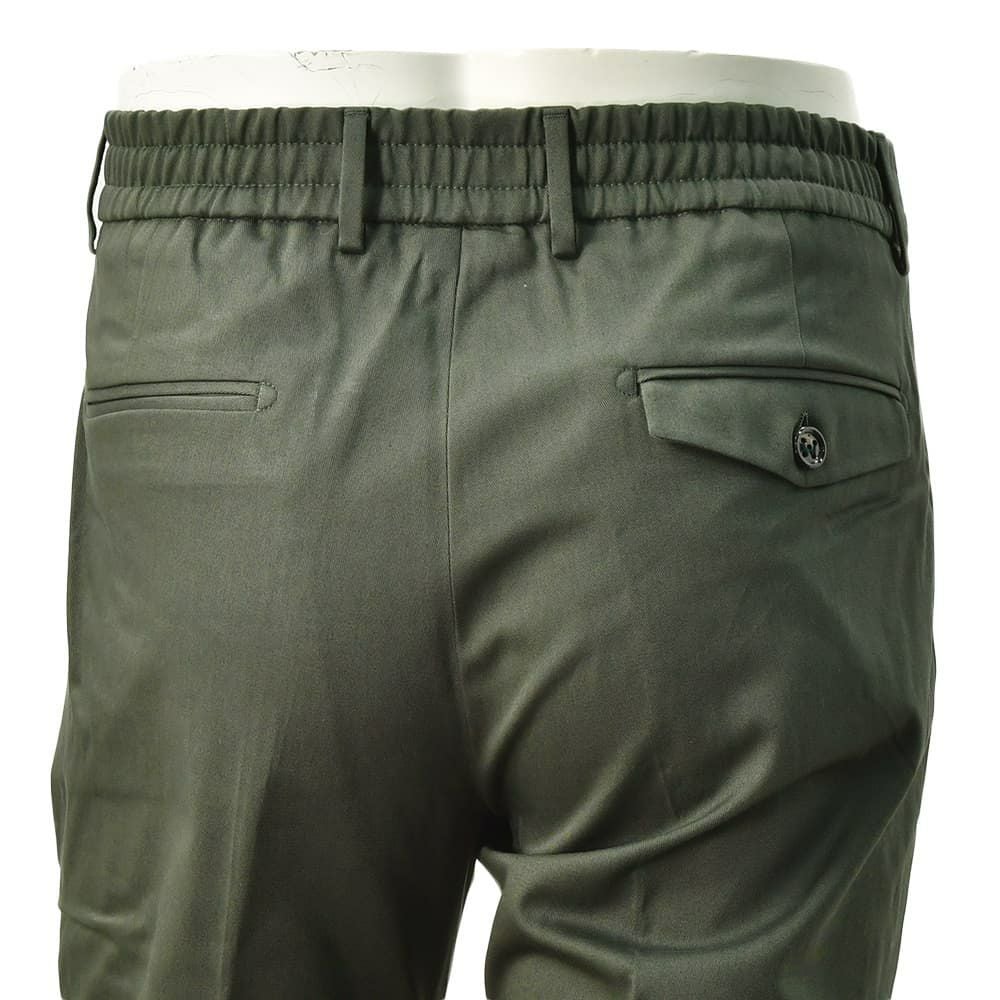 ベルウィッチBERWICHチノスラックスメンズベルトBERTOコットンパンツオリーブグリーン1プリーツシャーリング仕様サイドアジャスター釦国内正規品でらでら公式ブランド