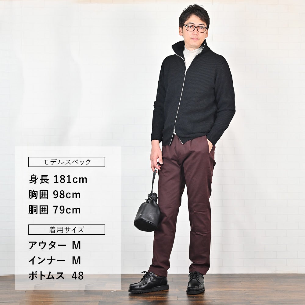 ベルウィッチBERWICHチノスラックスメンズベルトBERTOストレッチコットンパンツレッドブラウン1プリーツシャーリング仕様サイドアジャスター釦国内正規品でらでら公式ブランド