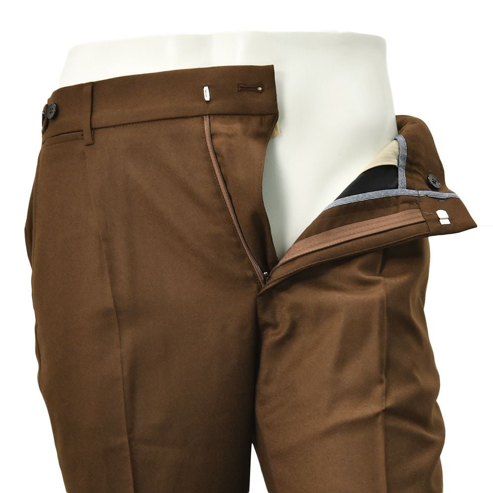 ベルウィッチBERWICHウールスラックスメンズBERTOベルト1プリーツパンツライトフランネル生地レッドブラウンシャーリング仕様サイドアジャスター釦国内正規品でらでら公式ブランド