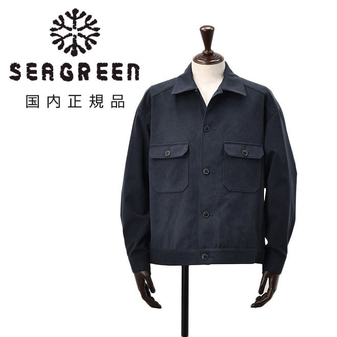 シーグリーンSeagreenトラッカージャケットメンズミリタリーブルゾンECOSUEDETRACKERJACKETエコスエード素材リサイクルポリエステルネイビー紺オーバーサイズ国内正規品でらでら公式ブランド
