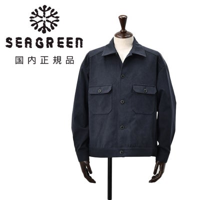 シーグリーンSeagreenトラッカージャケットメンズミリタリーブルゾンECOSUEDETRACKERJACKETエコスエード素材リサイクルポリエステルネイビー紺オーバーサイズ国内正規品でらでら公式ブランド