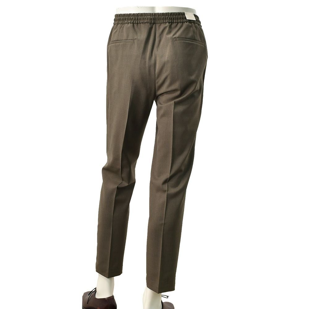 ブリリアBRIGLIA1949イージースラックスメンズウールパンツウィンブルドンWIMBLEDONSMarzotto社製ウール生地ブラウン茶テーパードシルエットゴムウエスト&ドローコード国内正規品でらでら公式ブランド