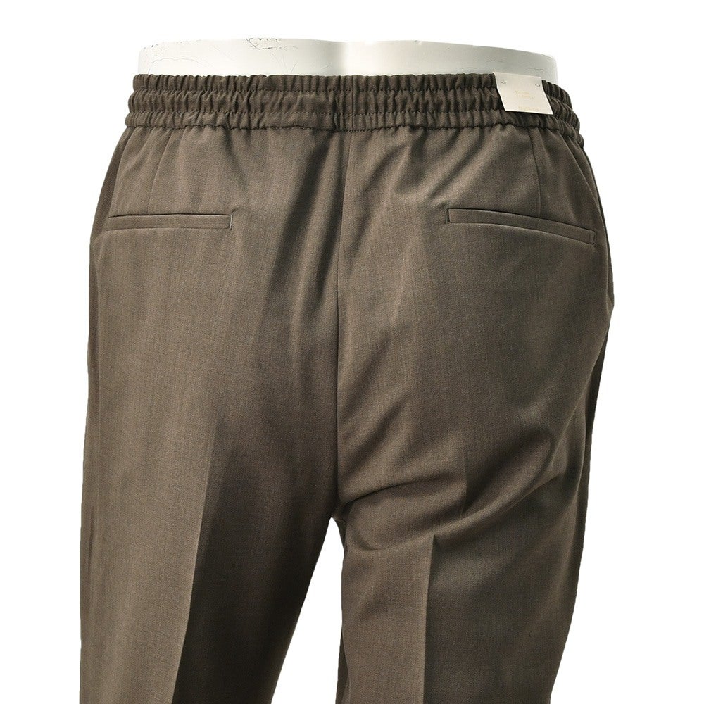 ブリリアBRIGLIA1949イージースラックスメンズウールパンツウィンブルドンWIMBLEDONSMarzotto社製ウール生地ブラウン茶テーパードシルエットゴムウエスト&ドローコード国内正規品でらでら公式ブランド