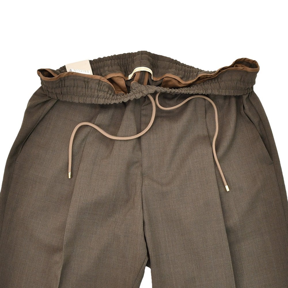 ブリリアBRIGLIA1949イージースラックスメンズウールパンツウィンブルドンWIMBLEDONSMarzotto社製ウール生地ブラウン茶テーパードシルエットゴムウエスト&ドローコード国内正規品でらでら公式ブランド