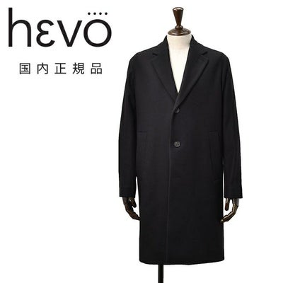 【ポイント8倍11/119:59まで】イーヴォHEVOチェスターコートメンズCASSANOカッサーノ3つ釦フロントウールナイロンメルトン生地ブラック黒レギュラーシルエット国内正規品でらでら公式ブランド
