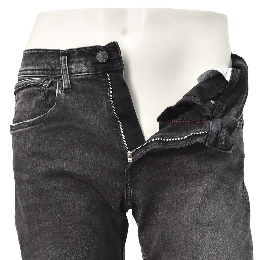 リプレイREPLAYストレッチデニムメンズストレートジーンズGROVERグローバーモデルHyperflexシリーズブラックウォッシュ11.5オンスコインポケットセルビッチテープ仕様国内正規品でらでら公式ブランド