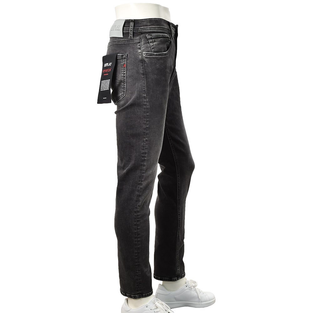 リプレイREPLAYストレッチデニムメンズストレートジーンズGROVERグローバーモデルHyperflexシリーズブラックウォッシュ11.5オンスコインポケットセルビッチテープ仕様国内正規品でらでら公式ブランド