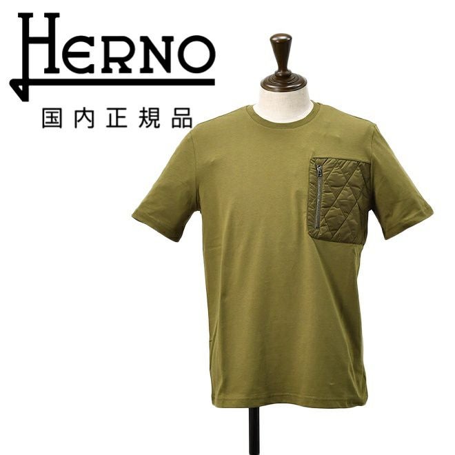 ヘルノHERNO /コットン編みジャージー半袖カットソー/48/トープ ヘルノ HERNO 半袖Tシャツ メンズ クルーネックカットソー コットン